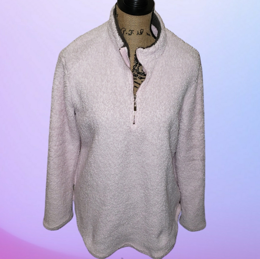 Sherpa style quarter zip pullover size xlarge light pastel pink